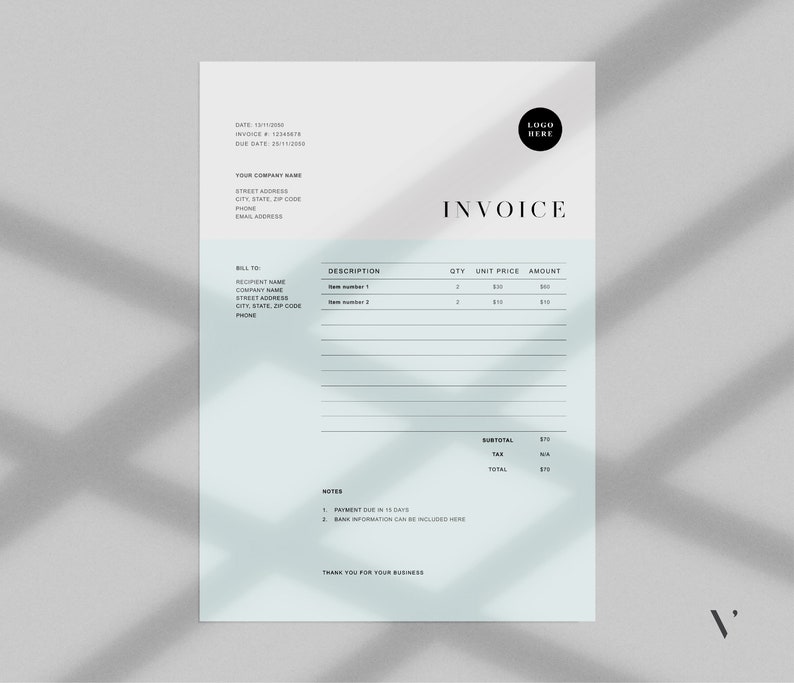 Editable Invoice Template | Printable Business Form (MS Word) - Etsy Canada