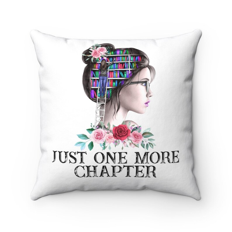 Just One More Chapter Reading Pillow Women With Books Pillow Etsy