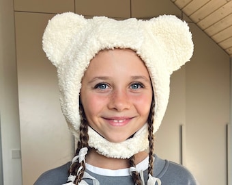 Soft and Cute White Teddy Bear Hat for Winter