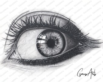 Realistic Eye Drawing Etsy