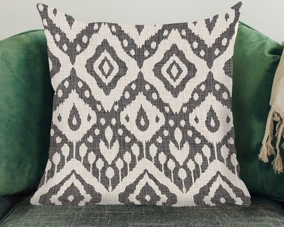 Grey Geometric Cushion Cover: Moroccan Boho Design UK