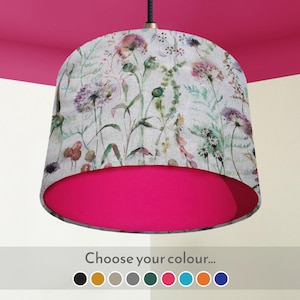 UK Handmade Floral Lampshade, Ceiling Light Shade, Traditional Country Home Interior Design, Table Lamp Shade, Rustic Botanical Lampshade