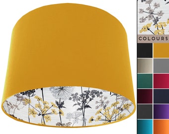 Grey & Mustard Yellow Lampshade, Ceiling Light Shade, Ceiling Lampshade, Table Lamp Shade, Grey Light Shade, Cow Parsley Lampshade