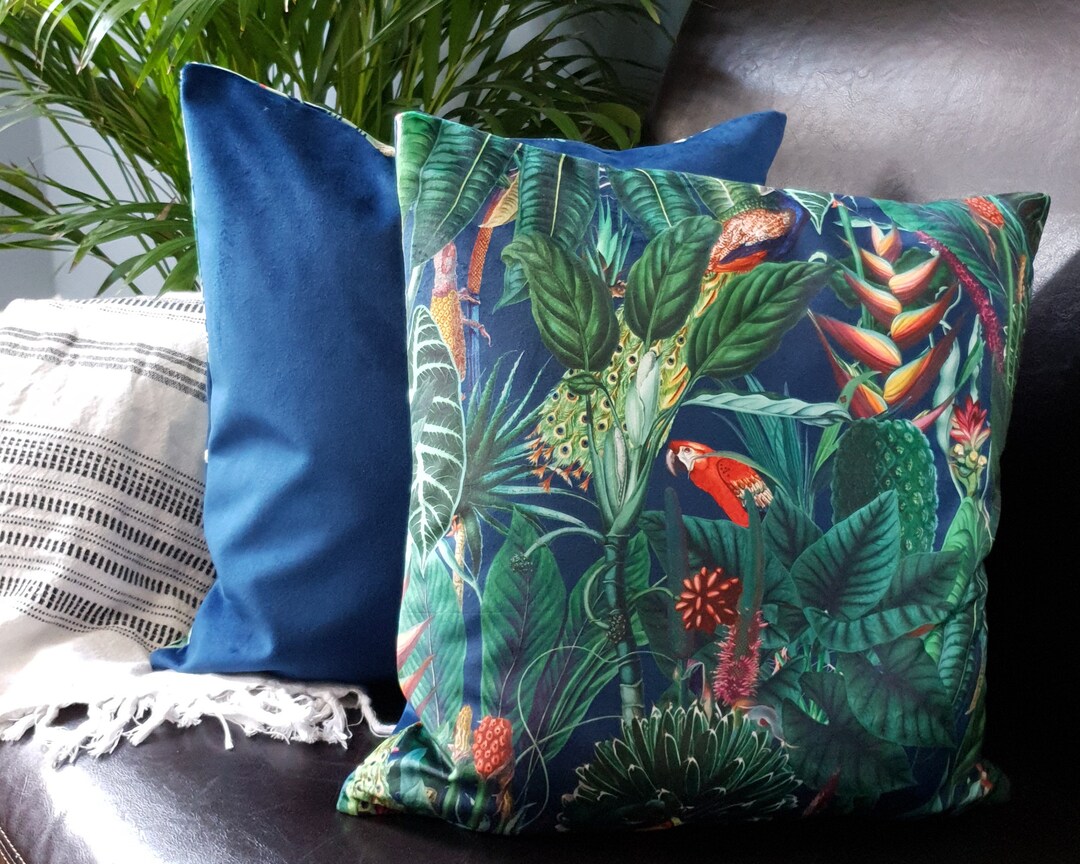 Buy Midnight Blue Cushion Cover, Tropical Birds Cushion, Sofa Cushion,  Scatter Cushion, Luxury Velvet Cushion, Designer Cushion, Throw Cushion  Online