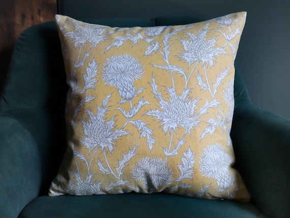 Mustard Cushion Covers Thistle Cushion Yellow Cushion Country