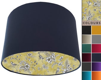 Bird Lampshade, Buttercup Yellow Lampshade, Ceiling Light Shade, Table Lamp Shade, Toile Lampshade, Yellow Light Shade, Bird Print, Finch