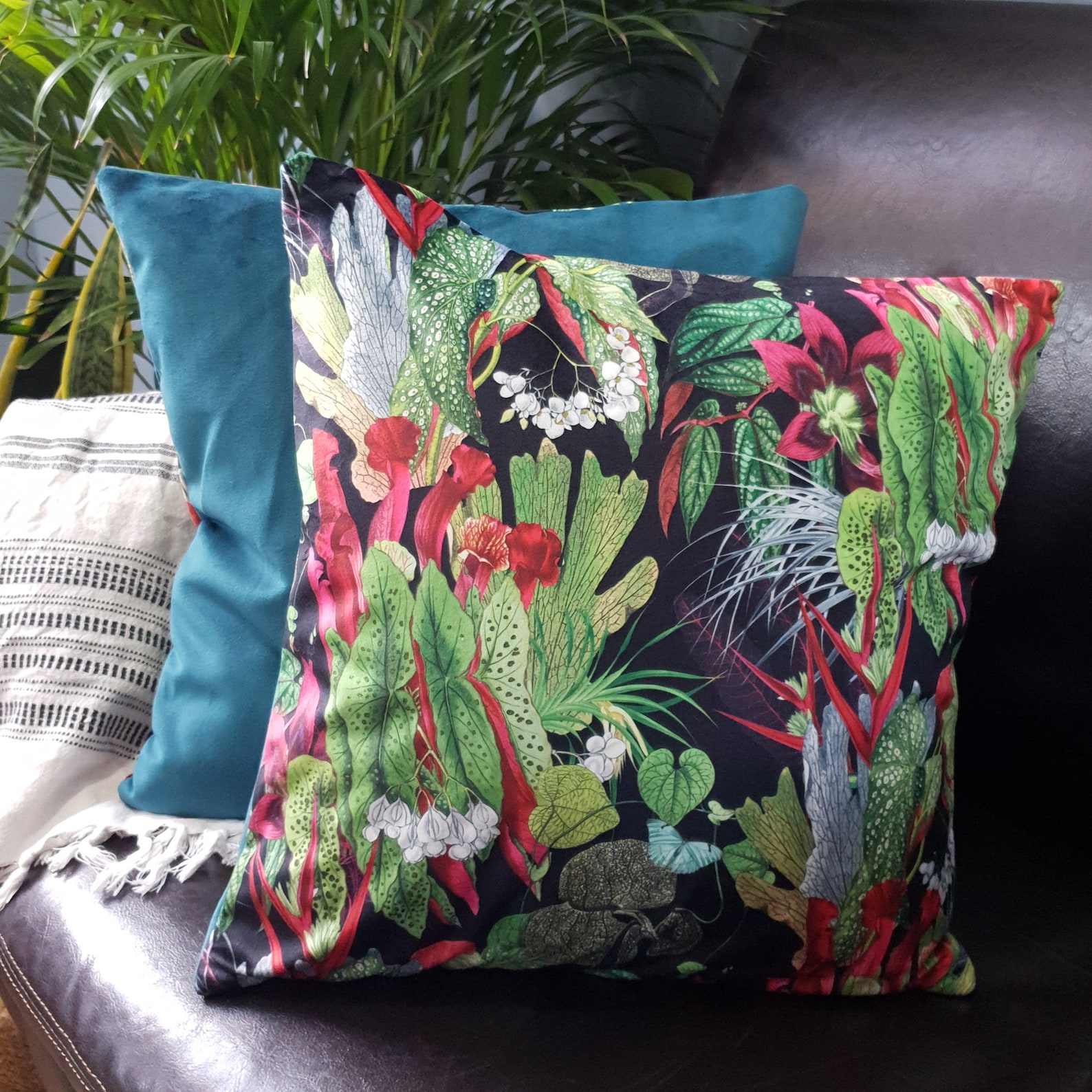 Botanical Velvet Cushion Cover Sofa Cushion Decorative Etsy UK