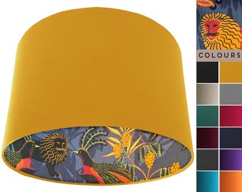Pantalla de lámpara de selva tropical exótica, pantalla de lámpara tropical azul, pantalla de lámpara con estampado animal