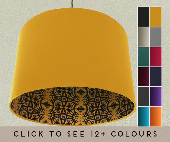 Boho Style Moutarde Jaune Abat Jour Double Noir Tissu De Etsy