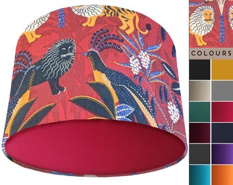 Red Tropical Lampshade: Jungle Lion Drum Lampshade