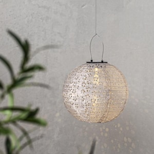 Lampada a sospensione rotonda in carta solare per esterni D 25 cm