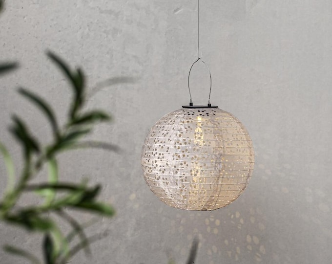 Round solar outdoor paper pendant light D 25 cm