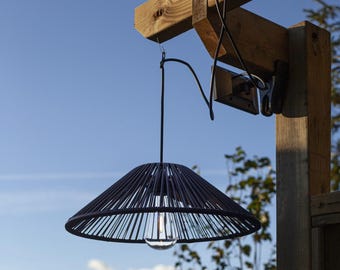 Outdoor solar pendant light, waterproof lampshade D38cm 2m cable