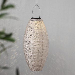Lampada a sospensione ovale in carta solare per esterni D20-H40 cm