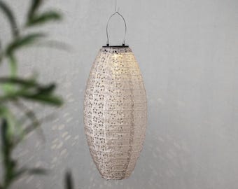 Oval solar outdoor paper pendant light D20-H40 cm