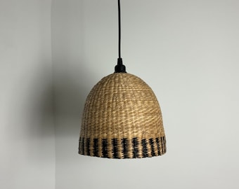 Outdoor indoor pendant light, lampshade D 25 cm H 25 cm in natural material, cable supplied