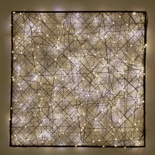 Décor mural lumineux LED blanc chaud 50 cm métal