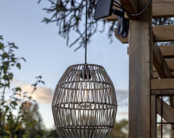 Outdoor solar pendant light, lampshade D24-H30 cm, 2m cable