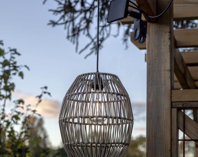 Outdoor solar pendant light, lampshade D24-H30 cm, 2m cable