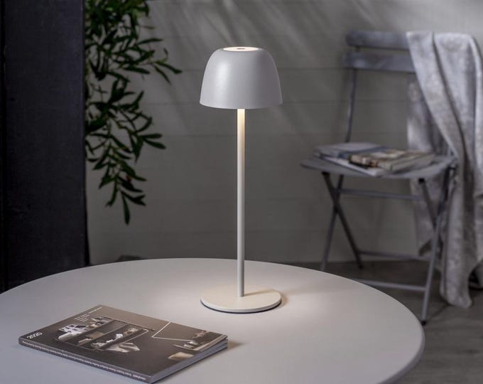Portable solar table lamp for indoor and outdoor use, metal, D12 x H34 cm
