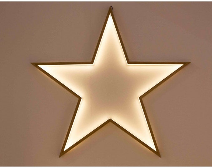 Luminous star motif in bamboo and neon flex 35 cm for interior