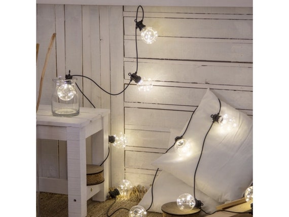 Guirlande Guinguette Vintage extérieure 5m, 10 boules micro led blanc chaud  -  France