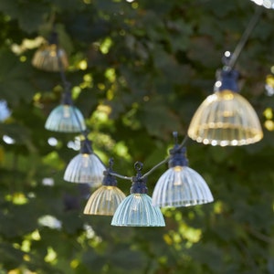 Outdoor LED guinguette garland length 5m, 12 colored or smoked lampshades