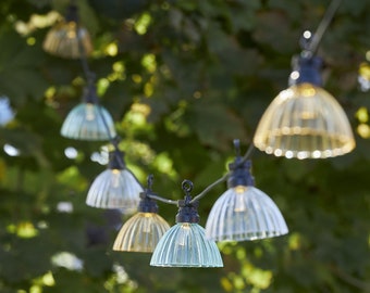 Outdoor LED guinguette garland length 5m, 12 colored or smoked lampshades