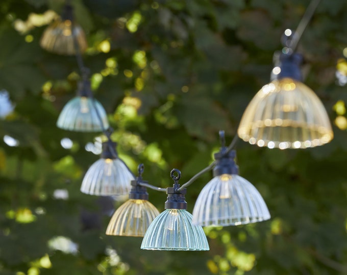 Outdoor LED guinguette garland length 5m, 12 colored or smoked lampshades