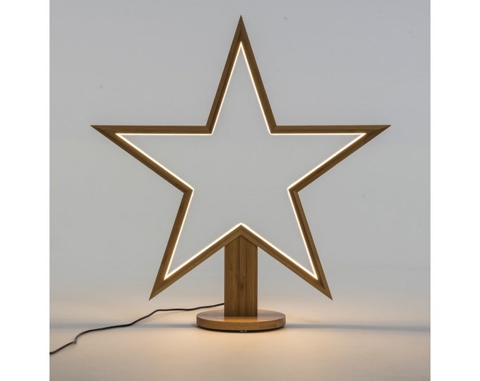 Bamboo star Christmas light pattern on neon flex LED base warm white indoor 55 cm