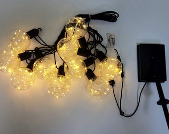 Solar Guinguette garland 5m, 10 transparent balls, micro LED