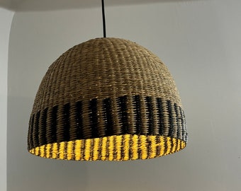 Indoor outdoor pendant light, D 40 cm lampshade in natural material, cable included