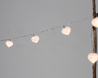 Guirlande lumineuse décorative d'intérieur 15 décos coeur de coton tissé LED