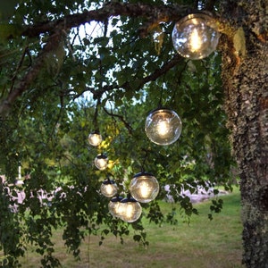 5 m lange Solar-LED-Lichterkette, 10 Glühbirnen, 11 cm Durchmesser, LED-Filament