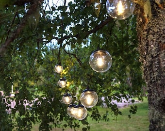 5m Solar LED String Lights, 10 Bulbs, 11cm Diameter, LED Filament