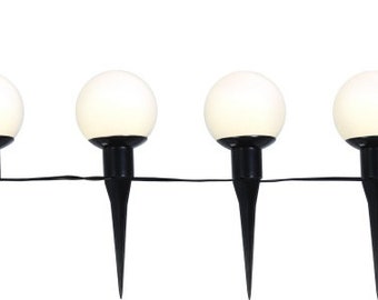 Guirlande Guinguette LED solaire 5m, 6 ampoules blanches à suspendre ou planter