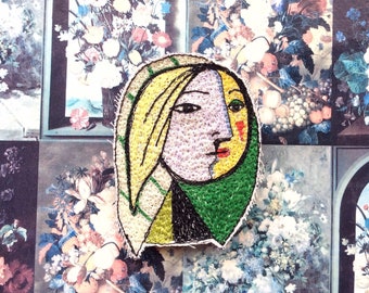 Girl Before a Mirror - sewn brooch - Picasso - handmade