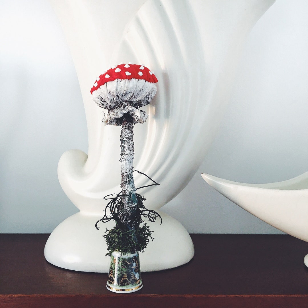 Fungi on Thimble Mushroom Sculpture Fungi Hand Made Etsy