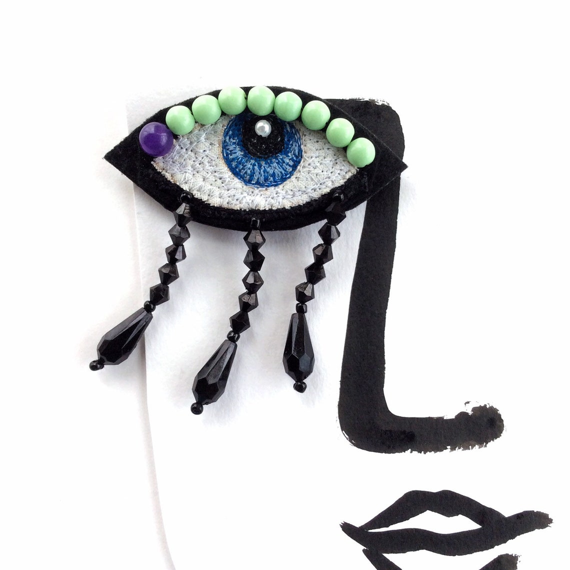 Eye Brooch Ooak Beaded Eye Evil Eye Textile Art Etsy