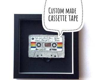 Choose your own - sewn cassette tape - framed - custom made