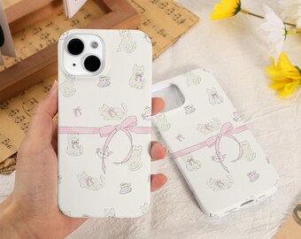 Kawaii Katzen weiß iPhone Fall Abdeckung für iPhone 15 14 13 12 11 Pro Max Xr Mini SE Fall iPhone 15 14 Plus Pro Fall ästhetische iPhone Abdeckung