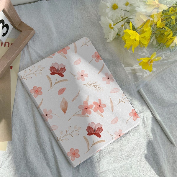 Funda rosa de flores silvestres para Apple iPad 9.7 "10.2" 10.5" 11 pulgadas iPad Air 2 3 4 iPad mini 6 5 4 3 2 iPad Pro iPad 2021 2020 Funda