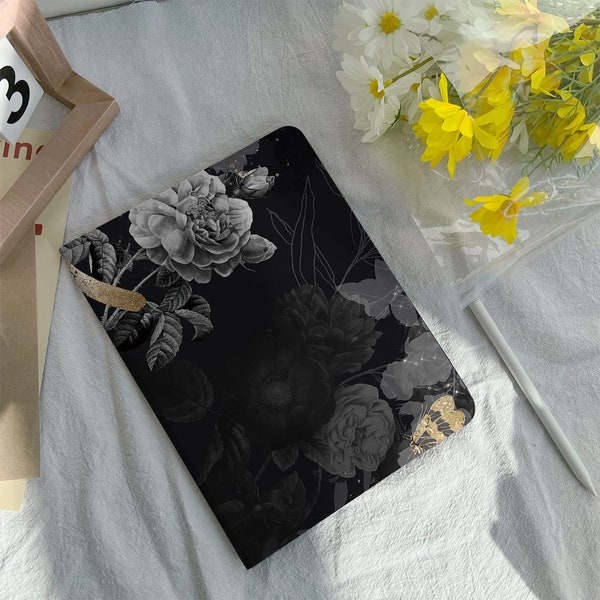Flowers in the dark Cover Case For Apple iPad 9.7" 10.2" 10.5" 11 inch iPad Air 2 3 4 iPad mini 6 5 4 3 2 iPad Pro iPad 2021 2020 Case