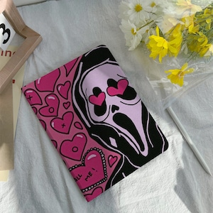 Ghost Heart Pink iPad Case With Pencil Holder Cover For iPad 9.7" 10.2" 10.9" 11" 12.9'' , iPad Air mini 6/5 iPad Pro11, iPad 2022 2021 2020