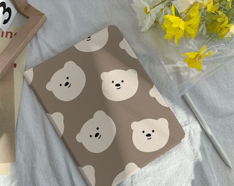 Cute Brown Bear Painting iPad Case Cover For iPad 9.7" 10.2" 10.5" 11'' 12.9'' inch, iPad Air 2 3 4 iPad mini 6 5 4 3 iPad 2021 2020 Case