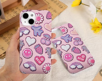 Rosa Retro Kawaii iPhone Fall Abdeckung für iPhone 15 14 13 12 11 Pro Max Xr Mini SE Fall Boho iPhone 15 14 Plus Pro Fall ästhetische iPhone Abdeckung