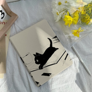 Kawaii Cat Lying on Book iPad Case Cover For iPad 10.2 10.9 11'' 12.9 inch, iPad Air 3 4 iPad mini 6 5 4 3 iPad Pro iPad 2022 2021 Case zdjęcie 1