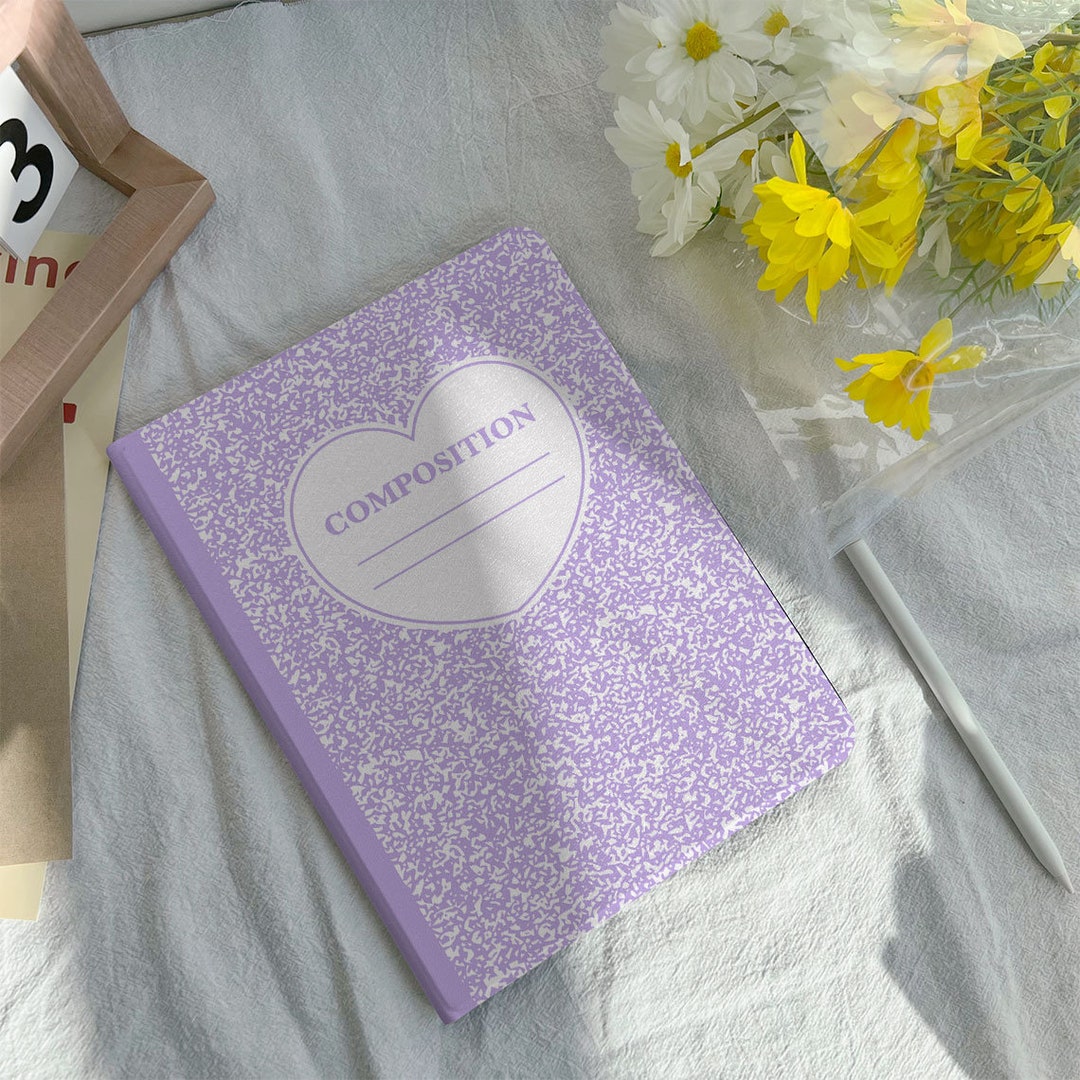 Purple Composition Book iPad Case Cover for iPad 9.7 10.2 10.9 11 Inch