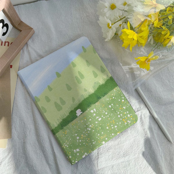 Green Field Painting iPad Case Cover For iPad 9.7" 10.2" 10.5" 11'' 12.9'' inch, iPad Air 2 3 4 iPad mini 6 5 4 3 iPad 2021 2020 Case