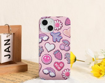 Pink Retro Kawaii iPhone Case Cover For iPhone 15 14 13 12 11 Pro Max Xr Mini SE Case Boho iPhone 15 14 Plus Pro Case Aesthetic iPhone Cover